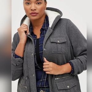 New with Tags FLEECE SHERPA ANORAK Grey Torrid Jacket